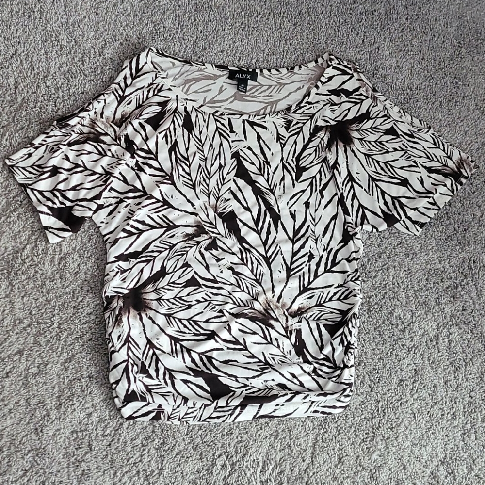 Brown and White Key Hole Shoulder Blouse